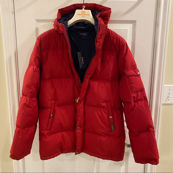 POLO RALPH LAUREN Boy's Red Hooded Down Puffer Jacket Coat XL (18-20) NEW - Picture 3 of 6